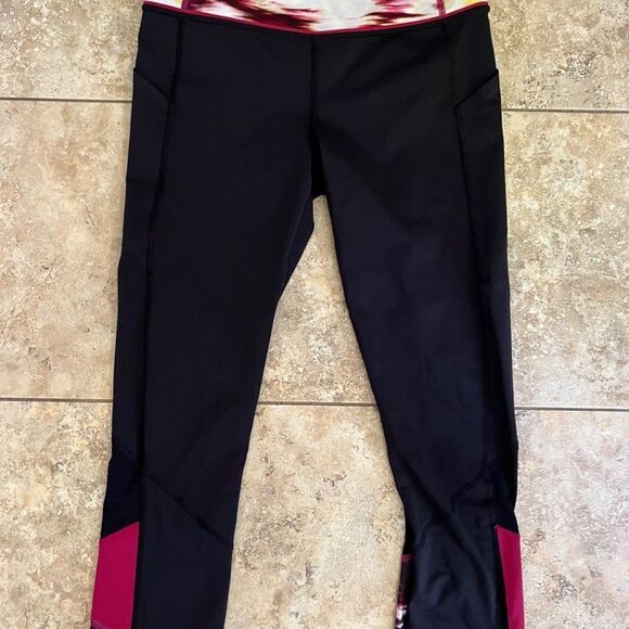 Athleta Black and Red Leggings - Picture 1 of 3